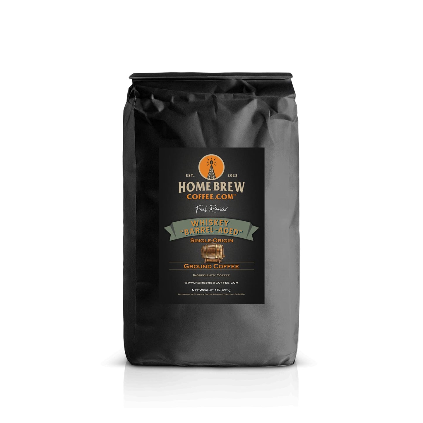 Whiskey "Barrel-Aged" (1lb, Ground) HomeBrewCoffee.com™