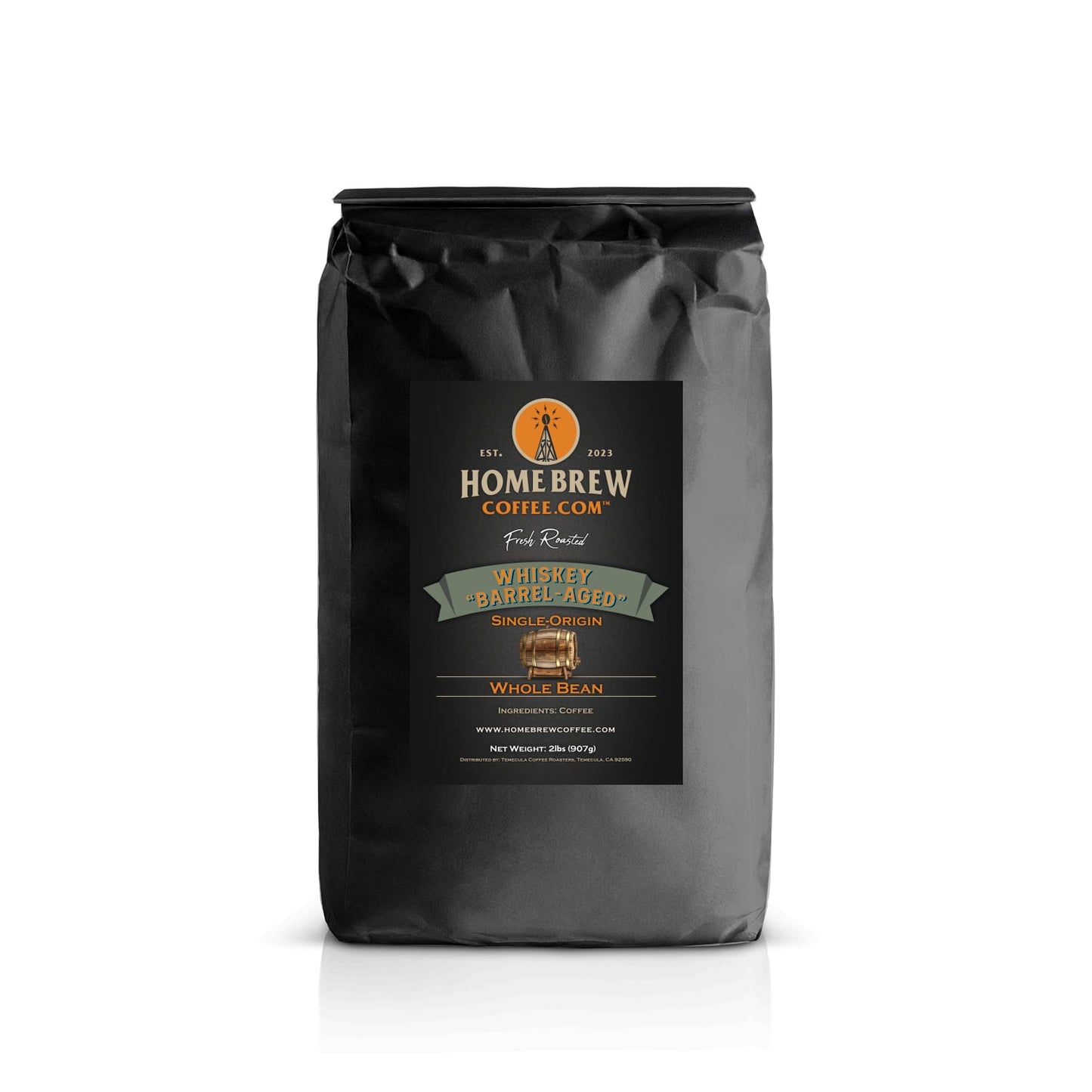 Whiskey "Barrel-Aged" (2lbs, Whole Bean) HomeBrewCoffee.com™