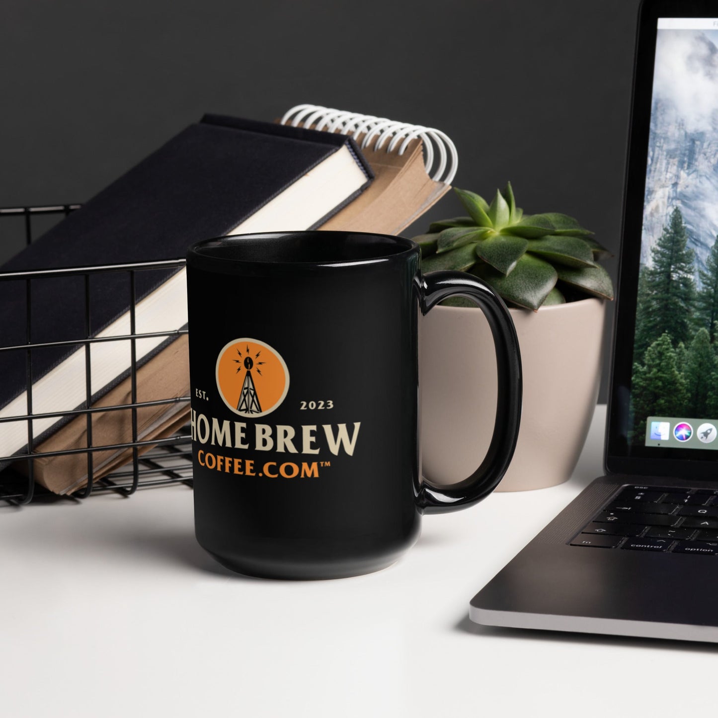 Black Glossy Coffee Mug - HomeBrewCoffee.com™ - HomeBrewCoffee.com™