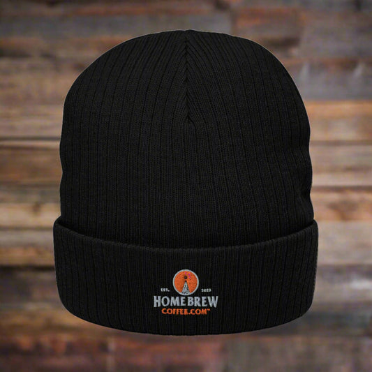 Ribbed Knit Beanie (Black) - HomeBrewCoffee.com™
