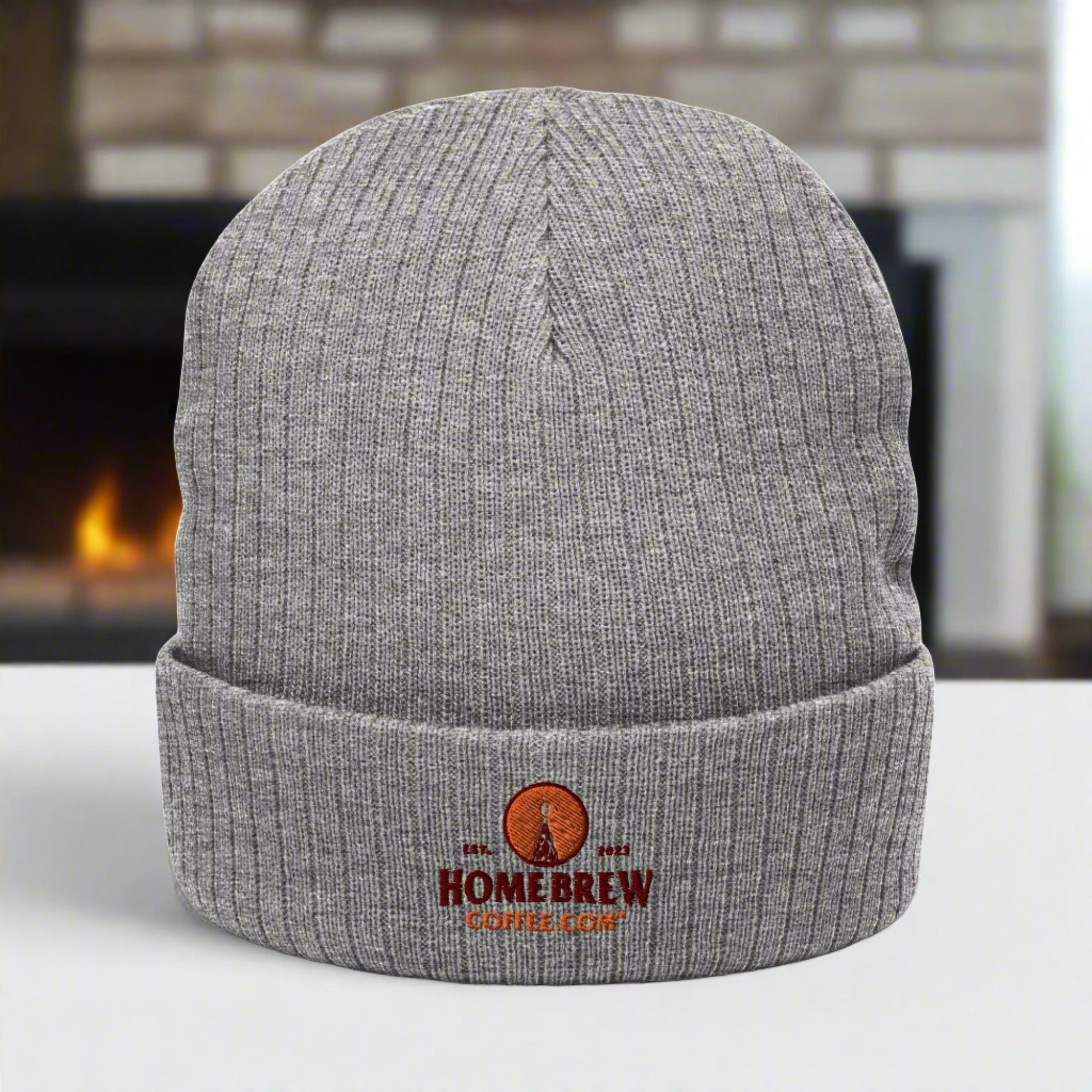 Ribbed Knit Beanie (Grey) - HomeBrewCoffee.com™