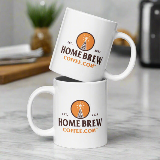 HomeBrewCoffee.com™ - White Glossy Coffee Mug